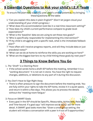 The 9 Essential Question to ask your I.E.P Team