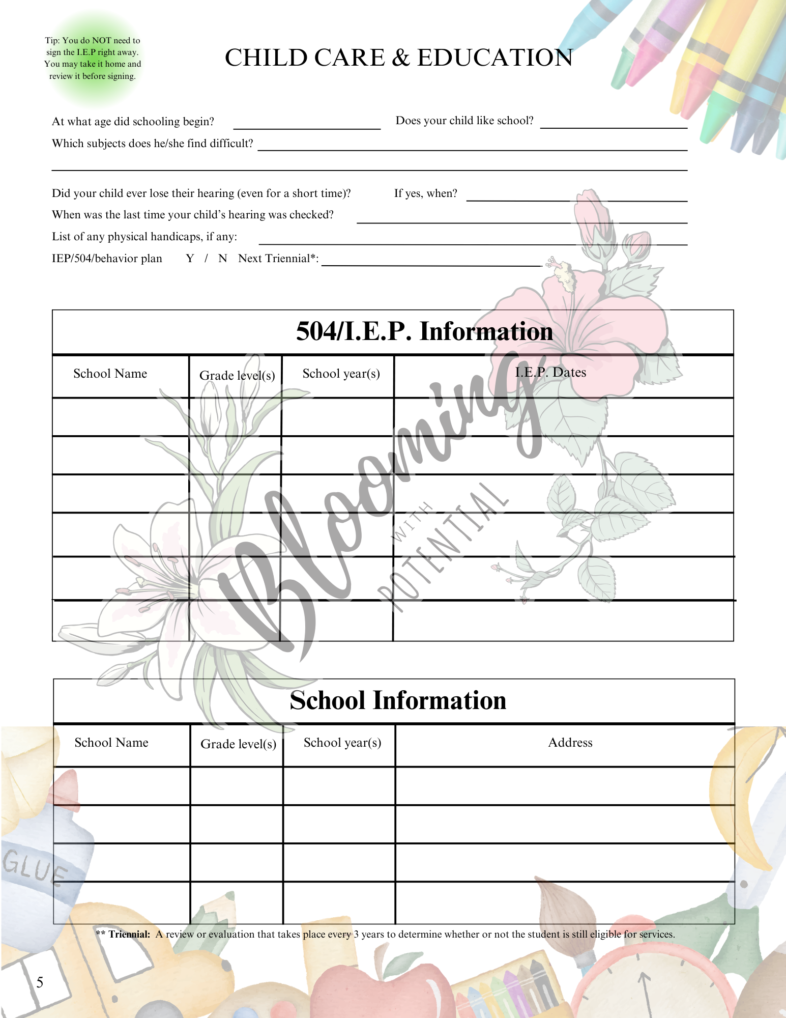 Informational Autism Planner- 6 month My Store